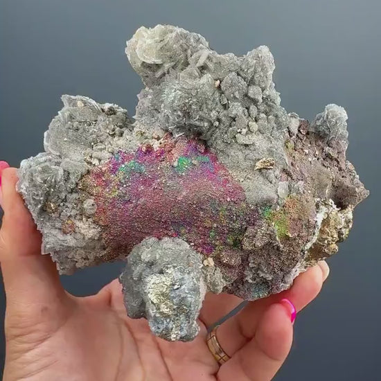 Magical ! Chalcopyrite with Calcite Crystal  From Kosovo