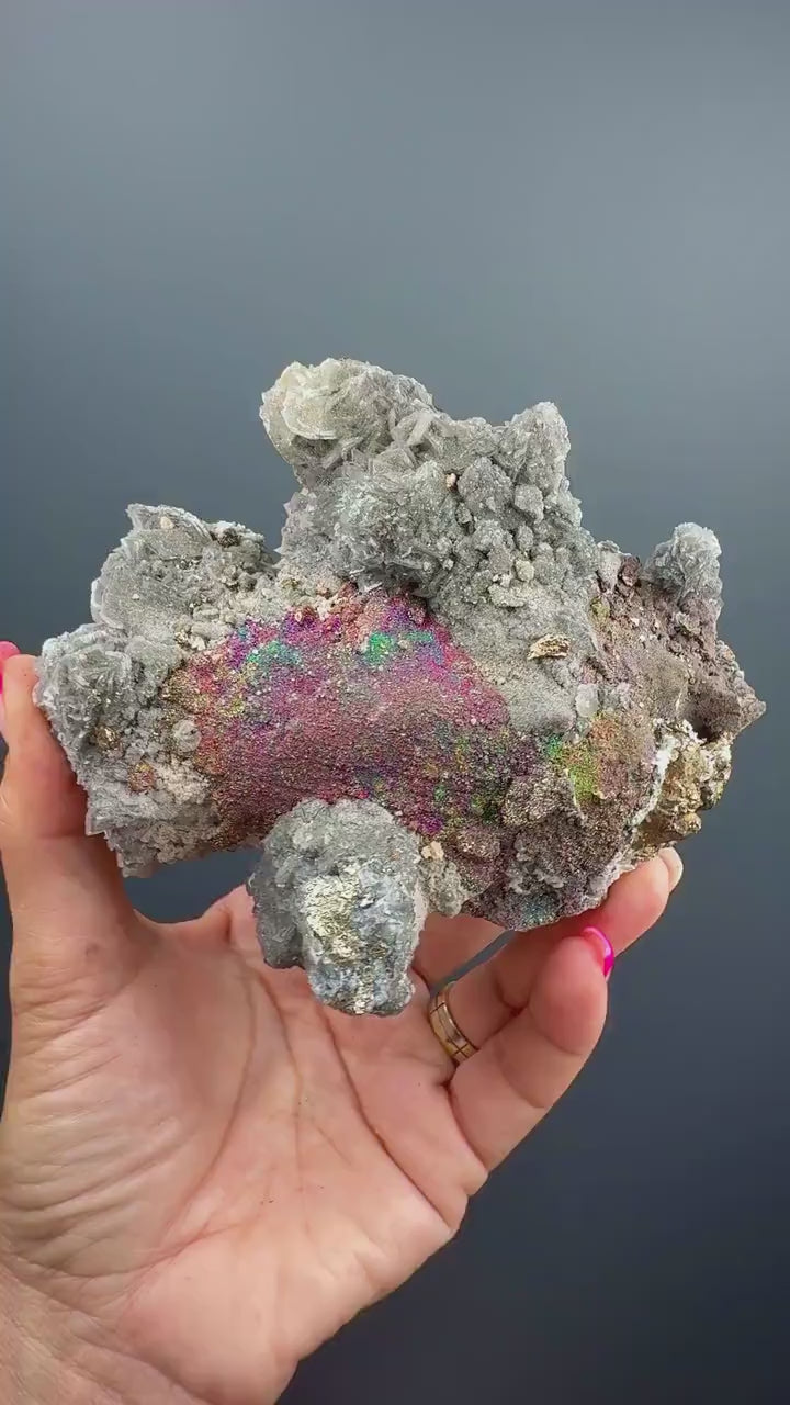Magical ! Chalcopyrite with Calcite Crystal  From Kosovo