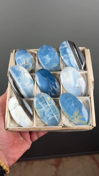 Owyhee Blue Opal Crystal Palm Stone Lot