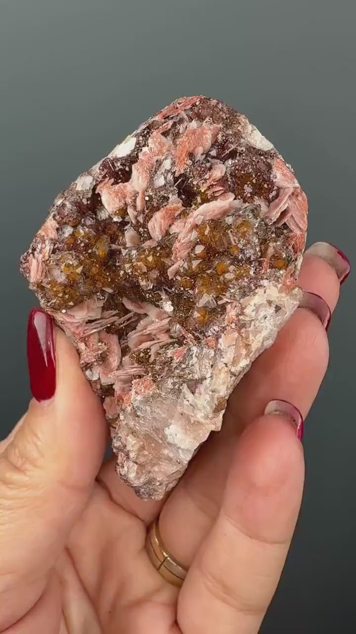 Amazing Combination! Quartz, Manganese Oxide, Limonite and Calcite Crystal