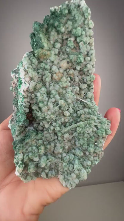 Stunning Piece!Malachite on Druzy Chalcedony Stallactite Specimen from Kalume,Congo