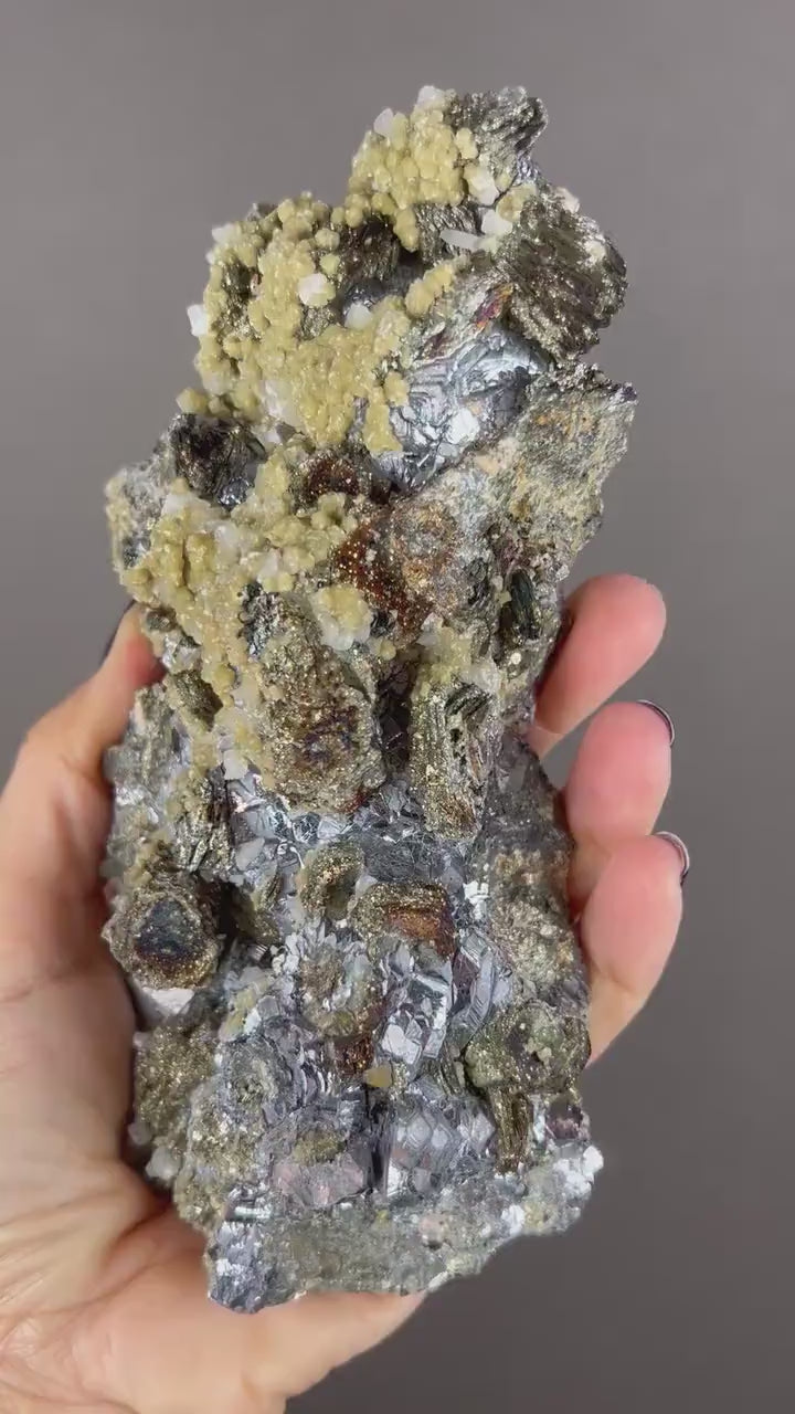 Amazing Piece! Glittery Pyrrhotite with Pyrite and Galena Specimen