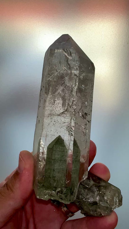 Himalayan Clear Quartz with Green Chlorite from Indian Himalayas