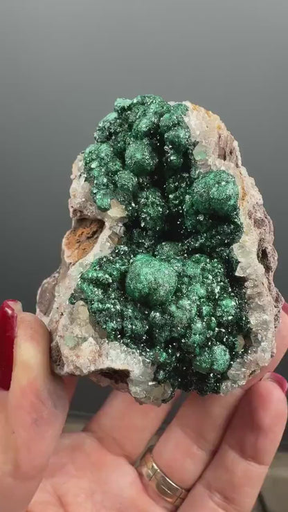 Amazing Piece ! Druzy Green Malachite  Stalactites on Quartz Mineral Specimen