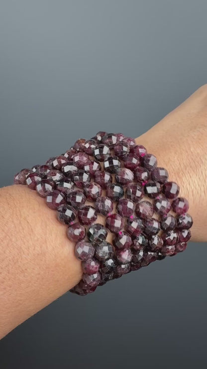 8 MM Garnet Bracelets (3 Pieces)