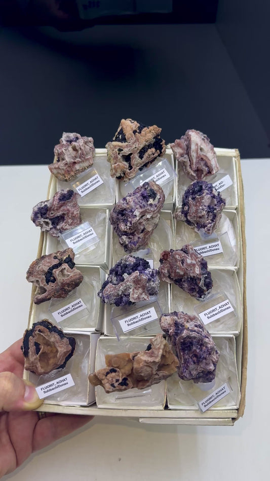 Purple Fluorite with Druzy Chalcedony Lot