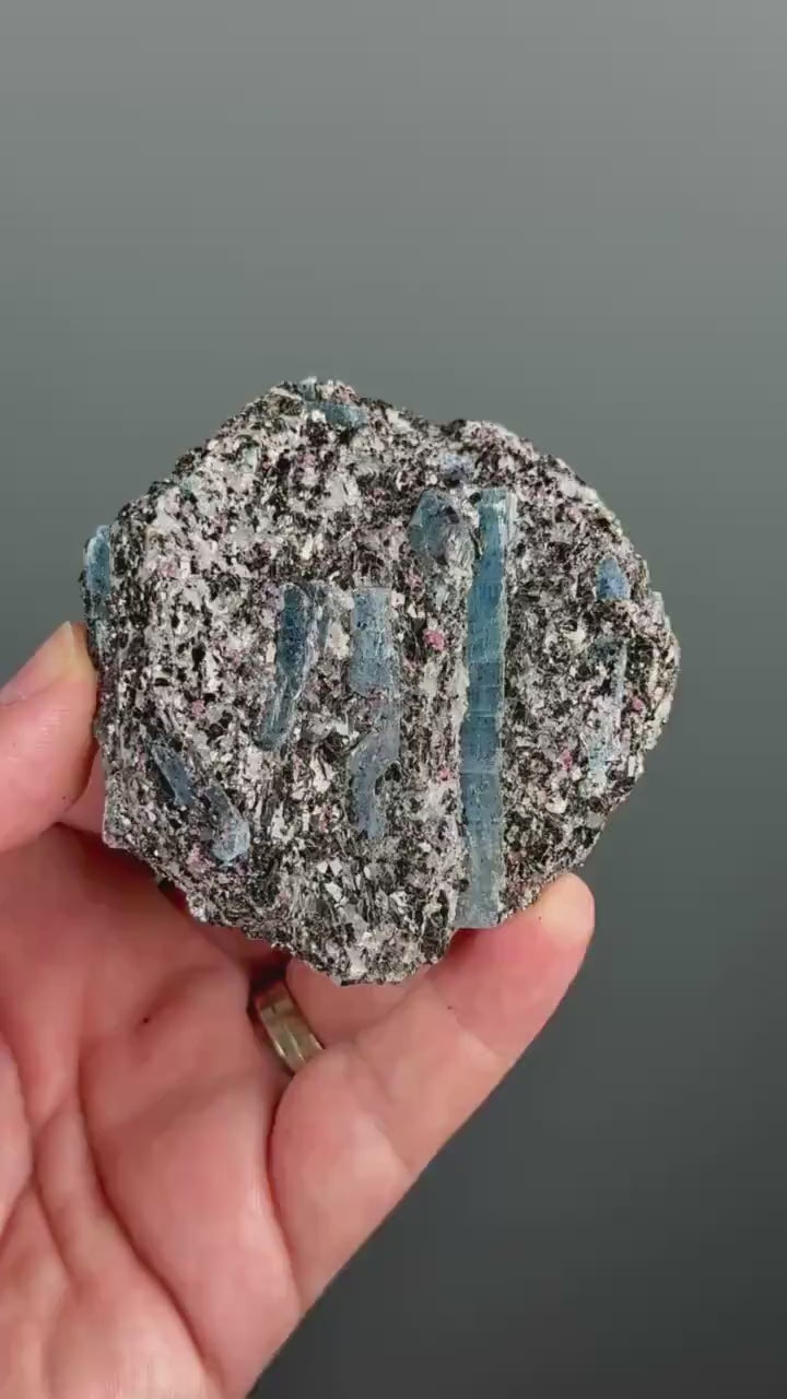 Blue Kyanite with Garnet  Mineral Specimen