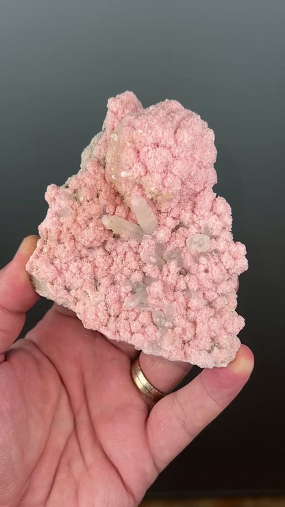 Rhodocrosite with Crystal Quartz Specimen