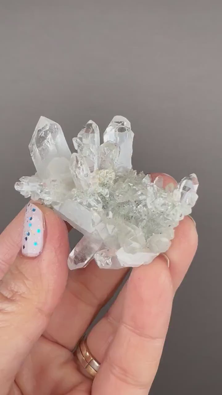 Beautiful Piece! Himalayan Clear Quartz with Green Chlorite from Indian Himalayas