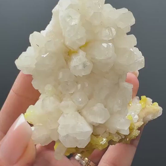 White Calcite with Sulphur Crystal Specimen