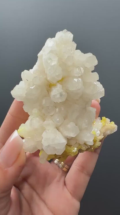White Calcite with Sulphur Crystal Specimen