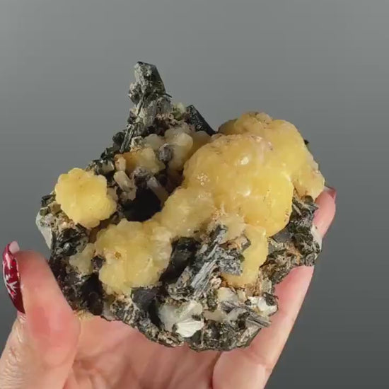 Yellow Stellerite with Green Epidote Crystal Specimen