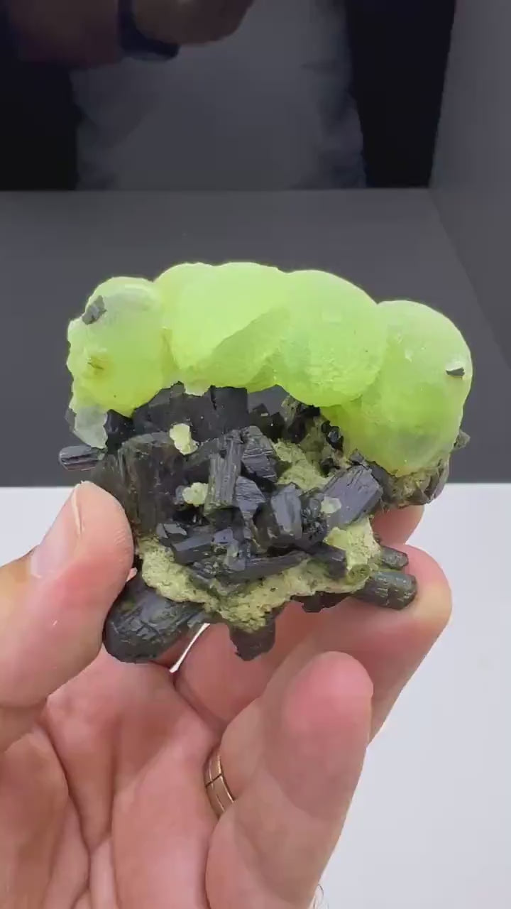 Grape Green Prehnite with Dark Green Epidote Specimen