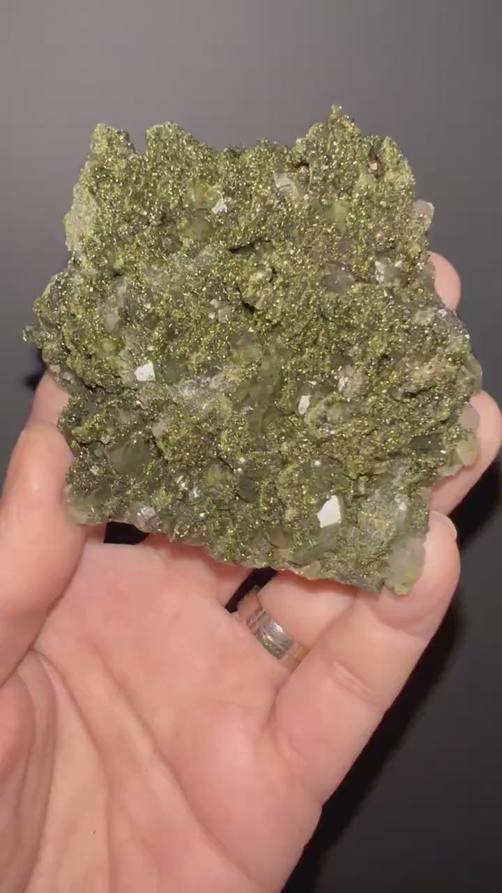 Incredible Beauty! Extra Sparkly Green Epidote with Quartz Specimen