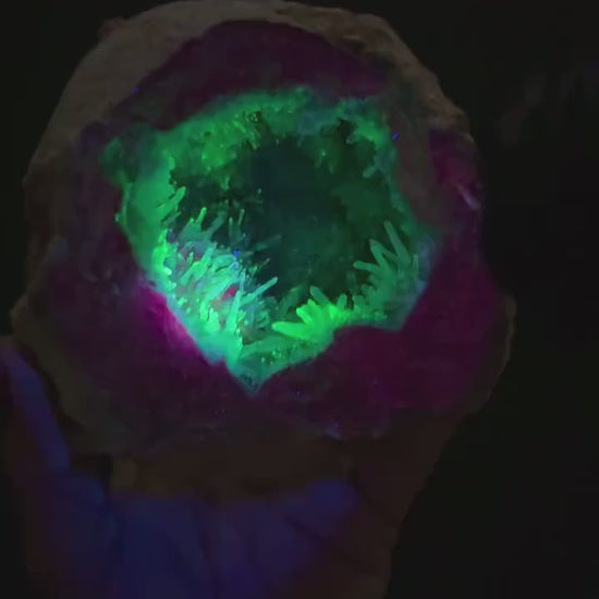 New find! UV Reactive Cosmic Amethyst  with Chalcedony Geode