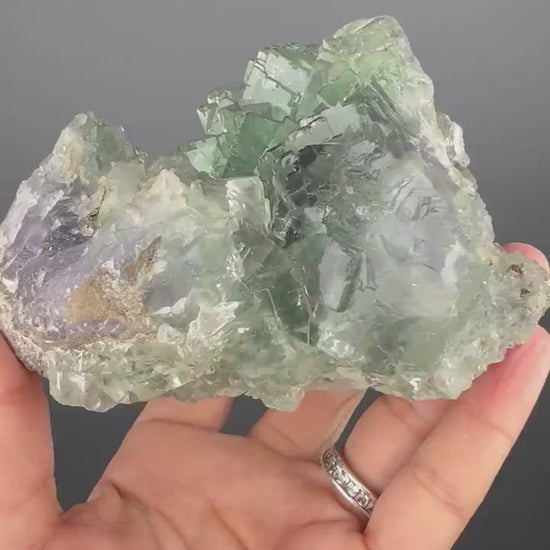 Amazing Clarity! Gemmy Green&Purple Fluorite Crystal