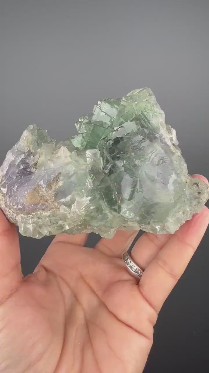 Amazing Clarity! Gemmy Green&Purple Fluorite Crystal