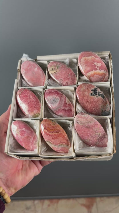 Pink Rhodochrosite Crystal Palm Stone Lot