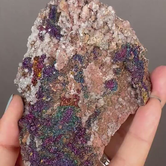 Amazing Rainbow Bornite with Calcite Specimen