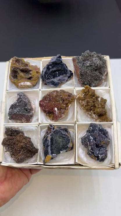 Combination of Quartz, Manganese Oxide, Red Hematite, Limonite and Calcite Mineral Specimen Lot