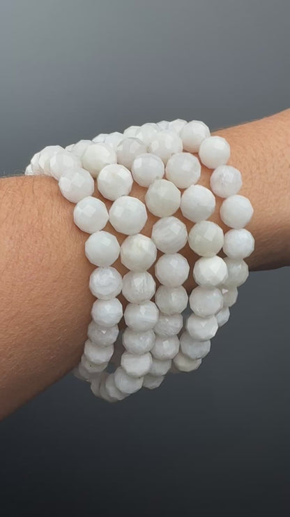 8 MM Moonstone Bracelets (5 Pieces)