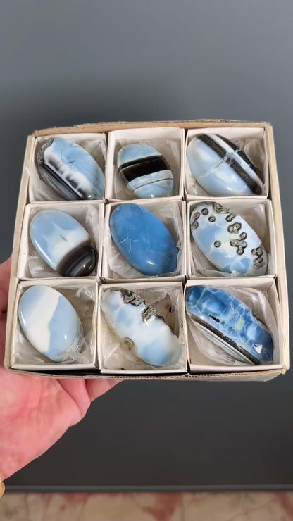 Owyhee Blue Opal Crystal Palm Stone Lot