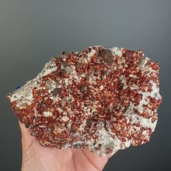 Spessartine Garnet Crystal  on Smokey Quartz