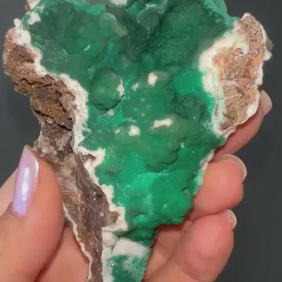 Malachite on Snow Chalcedony Specimen from Kalume,Congo