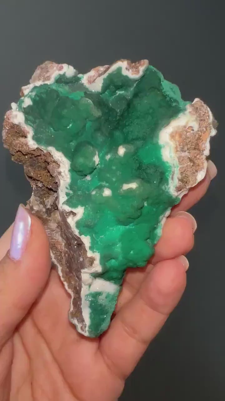 Malachite on Snow Chalcedony Specimen from Kalume,Congo