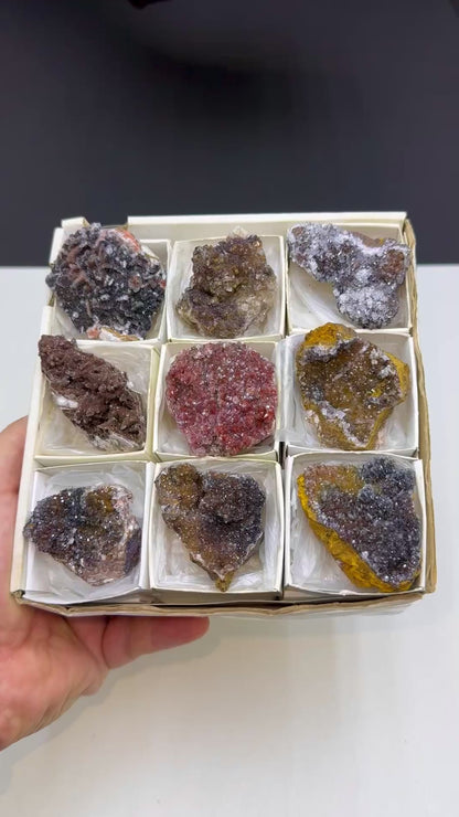 Combination of Quartz, Manganese Oxide, Red Hematite, Limonite and Calcite Mineral Specimen Lot