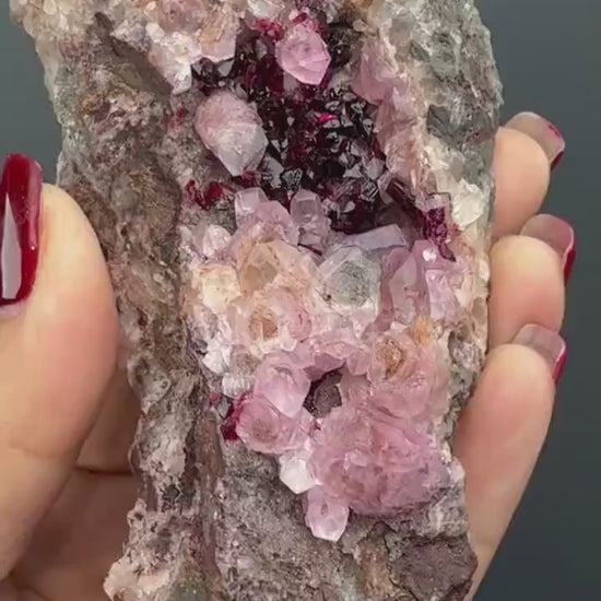 Amazing Piece!  Roselite  Crystal and Cobalto Calcite  Mineral Specimen