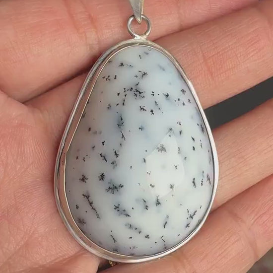 Dendritic Agate, Dendritic Agate Pendant, Dendritic Agate Crystal Pendant, 925 Sterling Silver