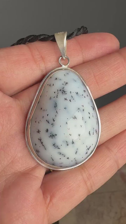 Dendritic Agate, Dendritic Agate Pendant, Dendritic Agate Crystal Pendant, 925 Sterling Silver