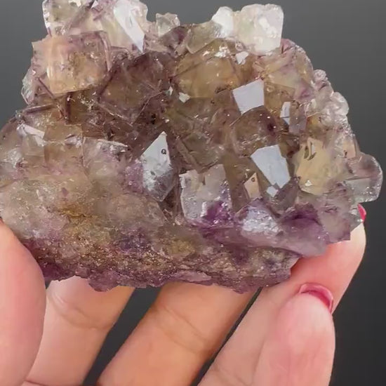 Amazing Piece for Collection!Yellow-Purple Fluorite Specimen with Phantoms From Okorusu,Namibia