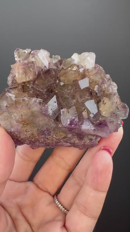 Amazing Piece for Collection!Yellow-Purple Fluorite Specimen with Phantoms From Okorusu,Namibia