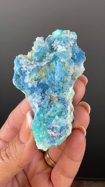 Druzy Blue Shattuckite with Quartz Crystal Specimen