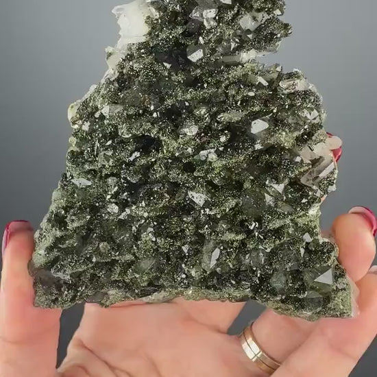 Extra Sparkly Green Epidote with Quartz Specimen