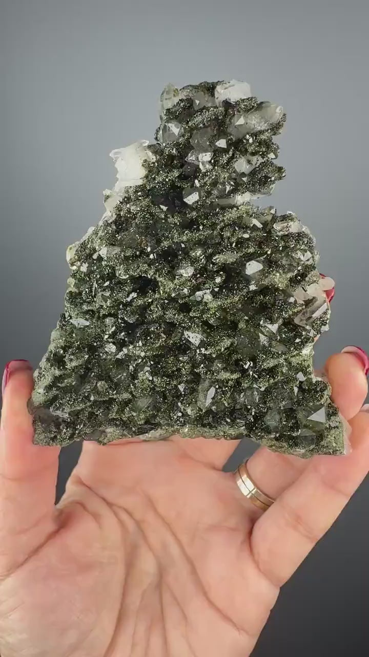 Extra Sparkly Green Epidote with Quartz Specimen