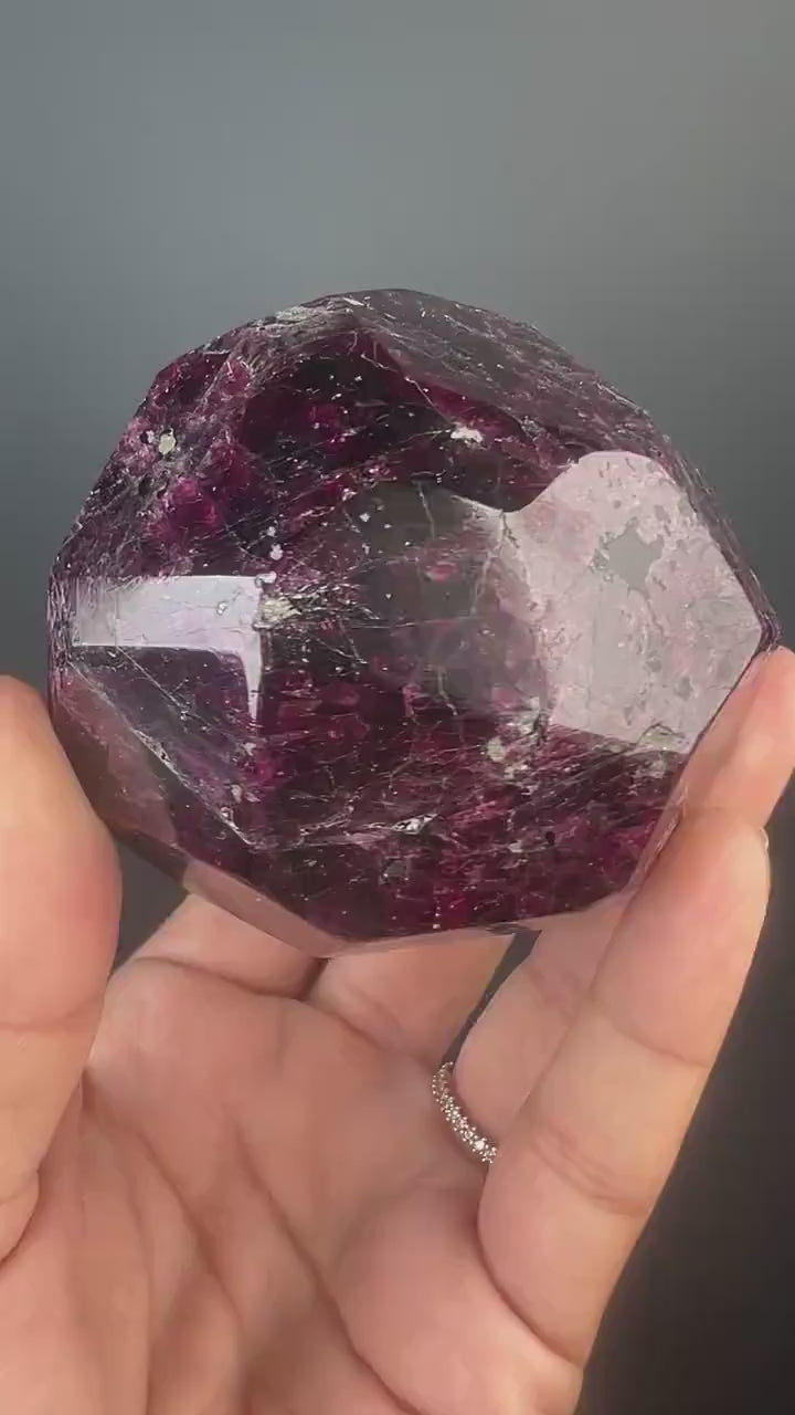 Red Almandine Garnet with Beautiful Crystal Faces, Amazing Red Reflections