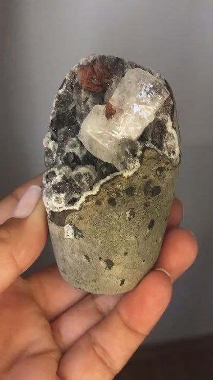 Amazing!Druzy Black Galaxy with Apophyllite and Heulandite Geode