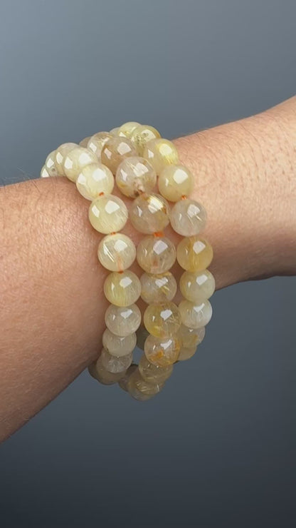 8 MM Rutilated Quartz Bracelets (3 Pieces)