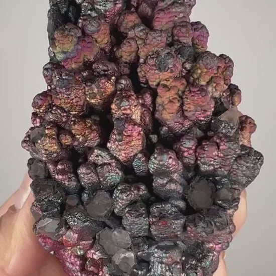 Rare! New Find, Iridescent Colorful Goethite (Turgite) with Quartz Specimen, Amazing Rainbow Colors