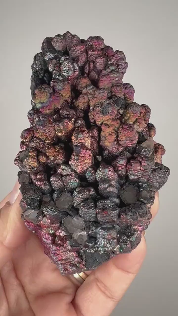 Rare! New Find, Iridescent Colorful Goethite (Turgite) with Quartz Specimen, Amazing Rainbow Colors