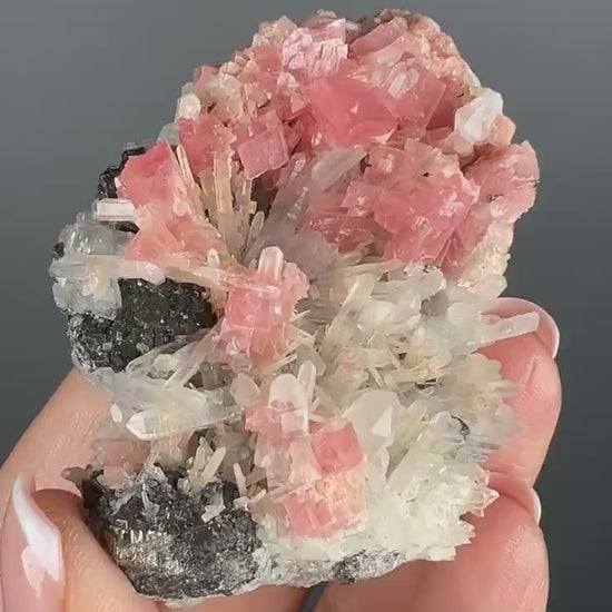 Perfect for Collection! Pink Rhodocrosite with Quartz and Galena Mineral