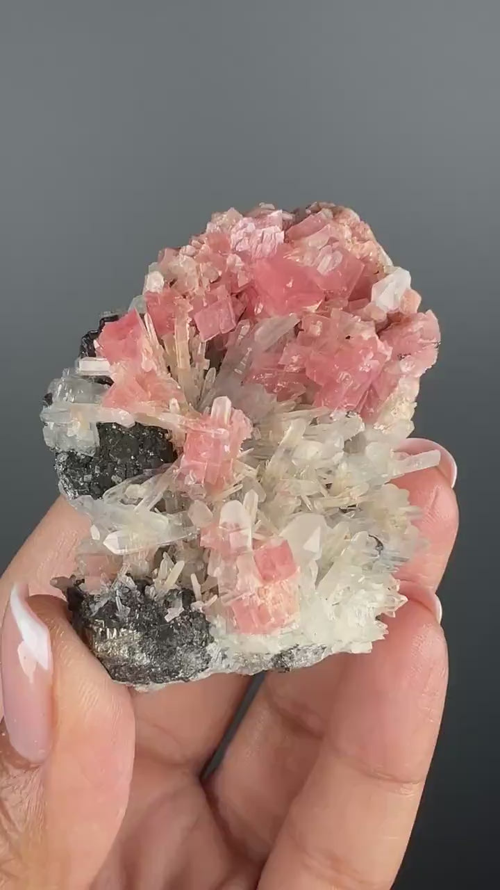 Perfect for Collection! Pink Rhodocrosite with Quartz and Galena Mineral