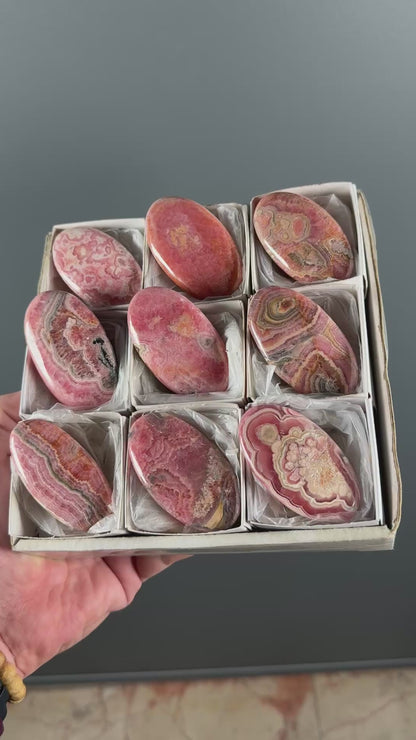 Pink Rhodochrosite Crystal Palm Stone Lot