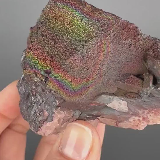 Love The Rainbow Colors!Irisdecent Colorful Goethite with Quartz Specimen, Rare! Goethite with Quartz Crystal