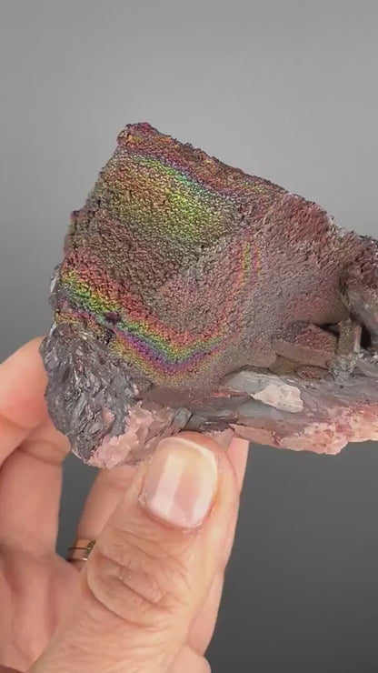 Love The Rainbow Colors!Irisdecent Colorful Goethite with Quartz Specimen, Rare! Goethite with Quartz Crystal