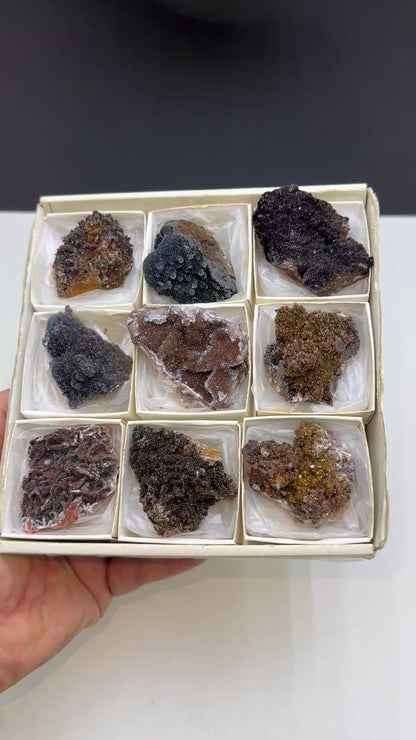 Combination of Quartz, Manganese Oxide, Red Hematite, Limonite and Calcite Mineral Specimen Lot