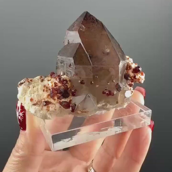 Dream Piece, Spessartine Garnet on Smokey Quartz